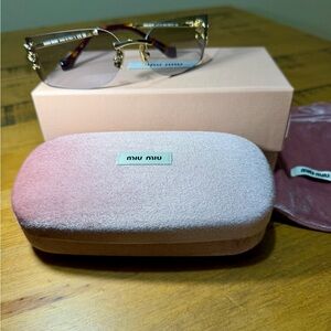 Miu Miu Runway Blue Lenses with Gold Rimless Sunglasses